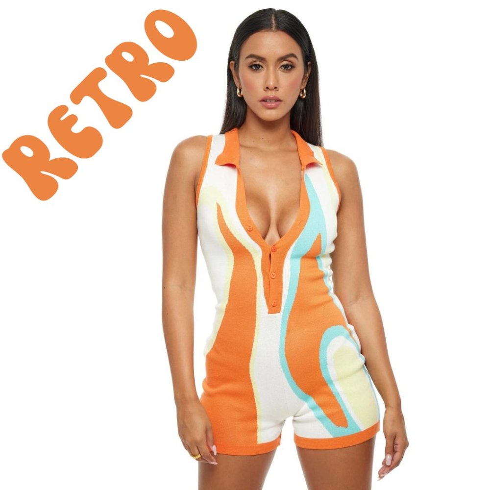 Cape Clique Multicolored Knit Romper